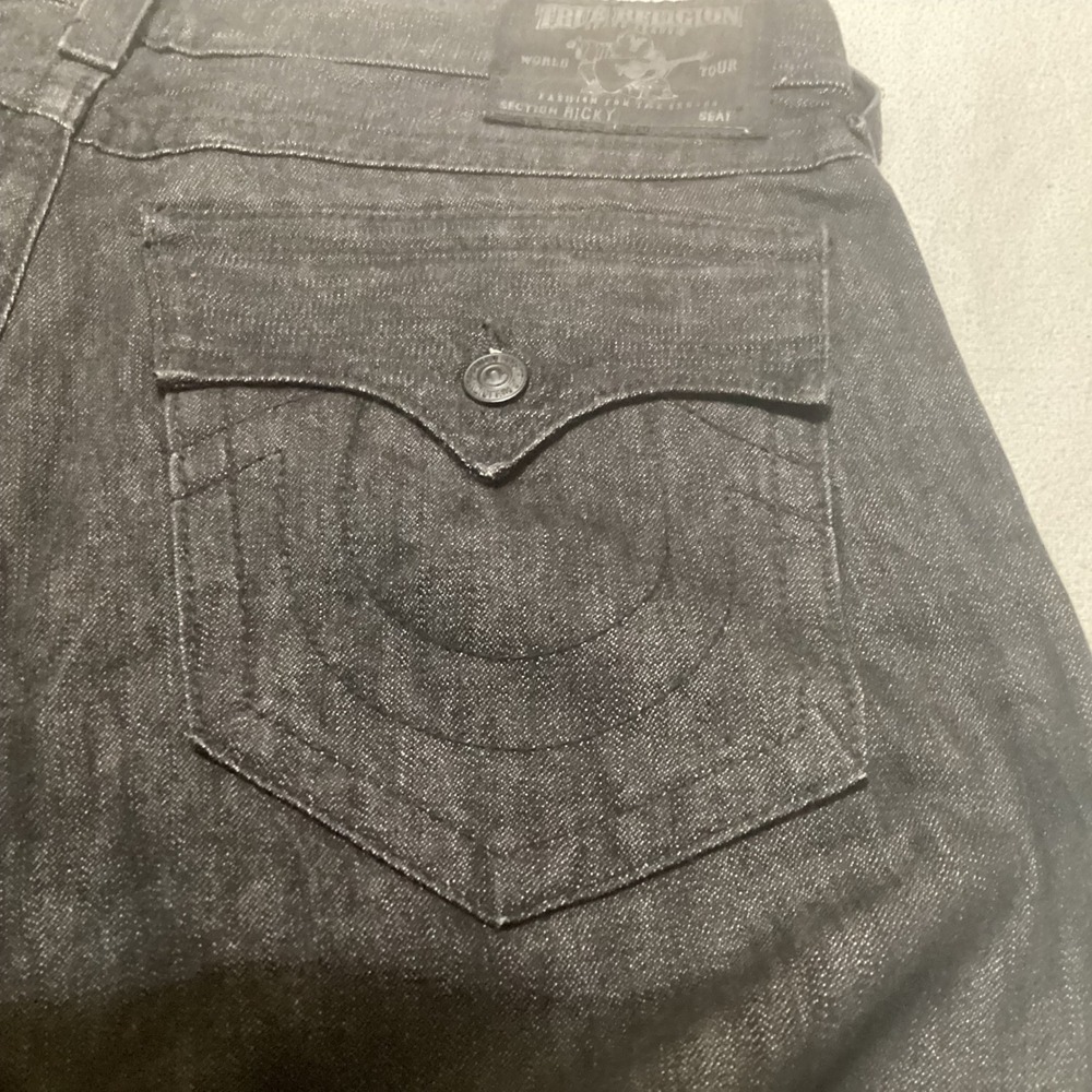 True Religion Brand Jeans Mens Black Wash Bootcut Denim  Size 38 Made in USA - Picture 14 of 15